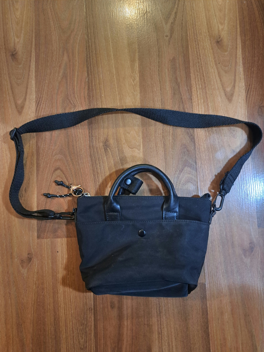 Black Mini Crossbody Tote with Top Handles